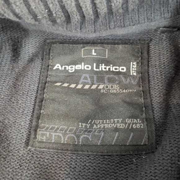 Angelo Litrico Men's L Large Sweater Full Zip Collared Gray 100% Cotton Knit - Picture 2 of 15
